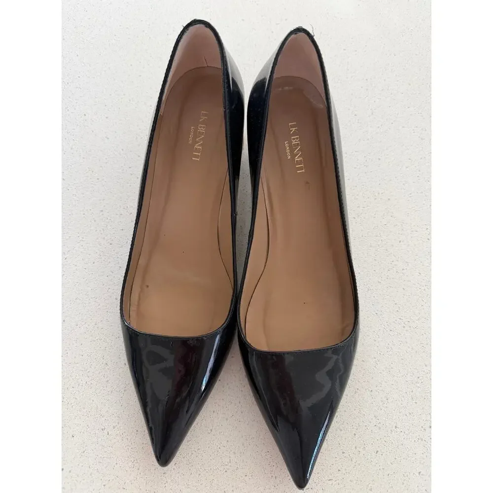 LK Bennett Dark Navy‎ Patent Pointed Toe Heels Size 41